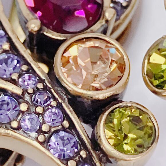 Heidi Daus Beguiling Baroque Purple Multicolor Swirl Pave Jewel Clip On Earrings - Picture 7 of 12